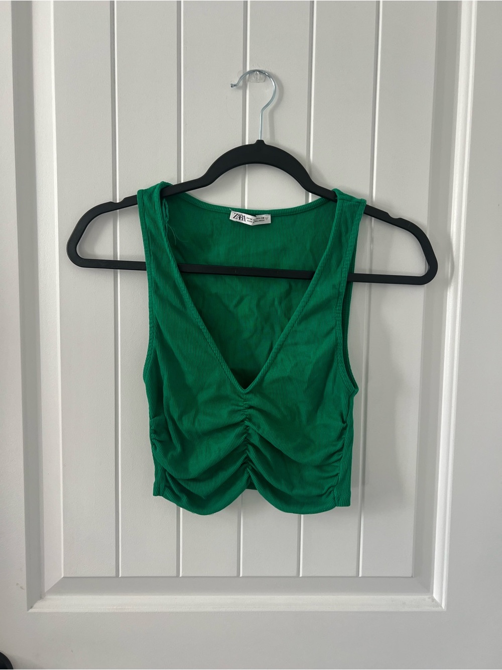 Zara Emerald Green Ruched V-Neck Tank